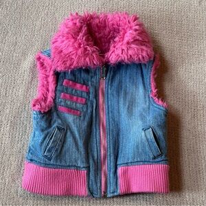 Y2K Squeeze Girls Denim and Pink Vest Size 4t